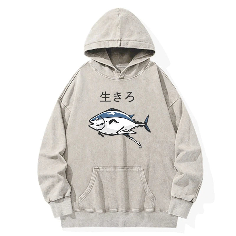 Running Fish Washed Hoodie