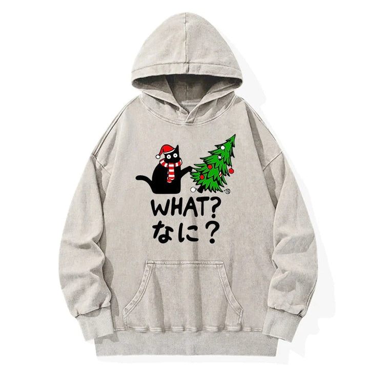 Naughty Cat Christmas Washed Hoodie