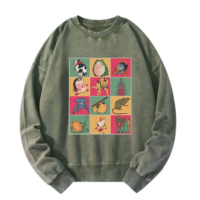Japanese Characteristic Goods Washed Sweatshirt