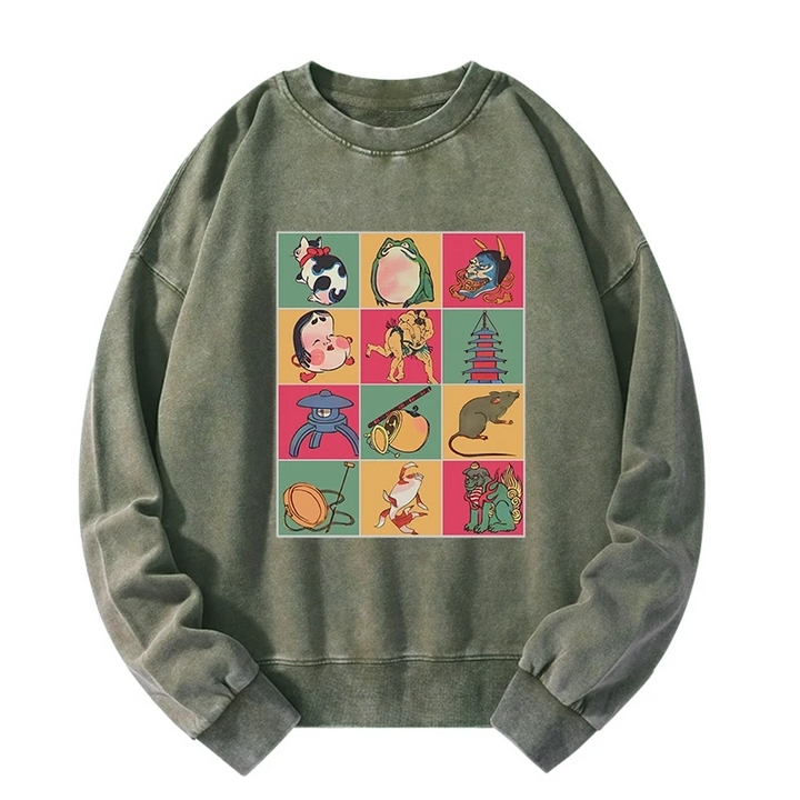 Japanese Characteristic Goods Washed Sweatshirt