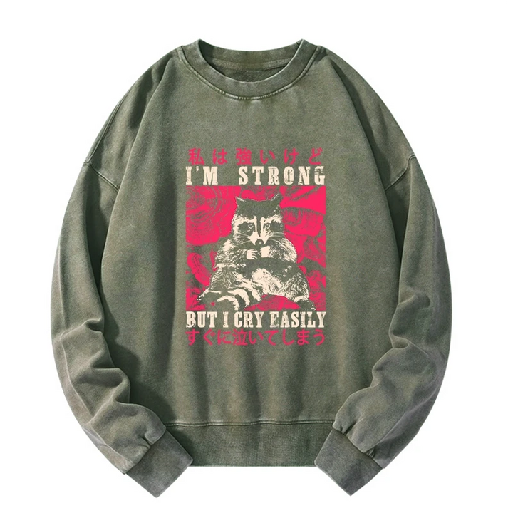 I Am Strong Raccoon Washed Sweatshirt