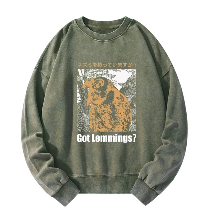 Do You Have Lemmings Japanese Washed Sweatshirt