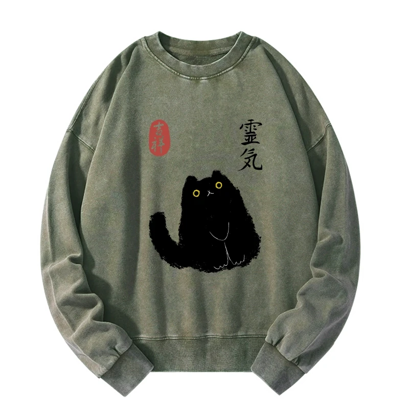 Black Civet Cat Washed Sweatshirt