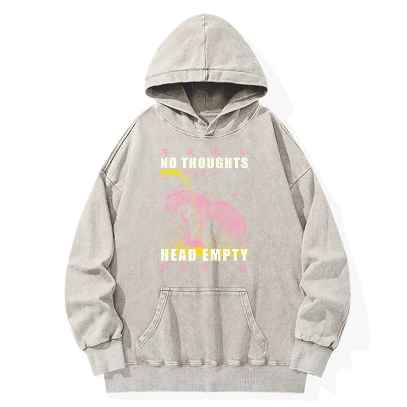 No Thoughts Head Empty Washed Hoodie
