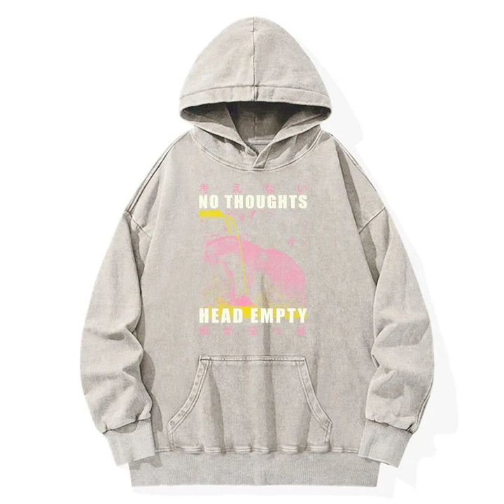 No Thoughts Head Empty Washed Hoodie