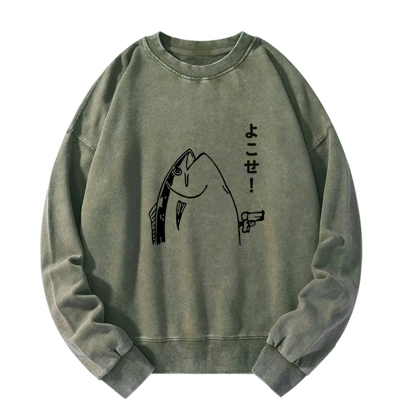 Fish Hold Up Gun Washed Sweatshirt