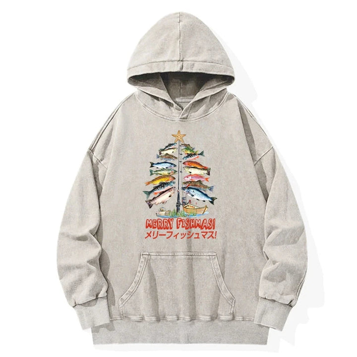 Christmas Tree Fish Washed Hoodie