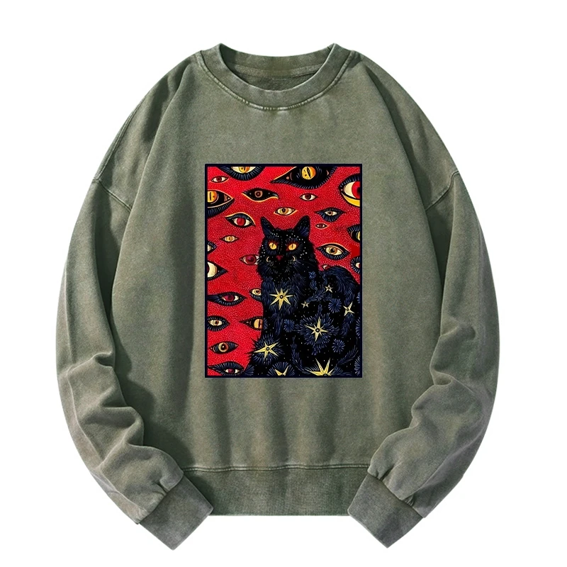 Mysterious Cat Washed Sweatshirt