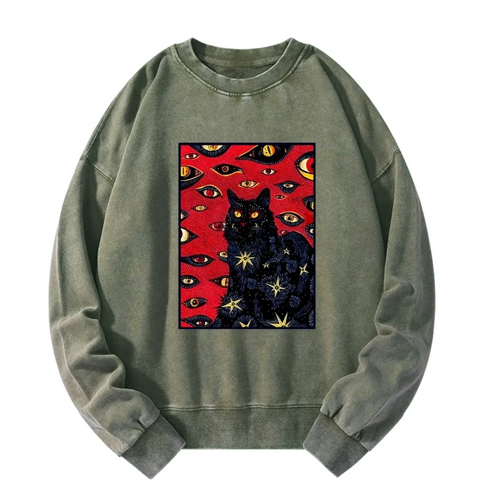 Mysterious Cat Washed Sweatshirt