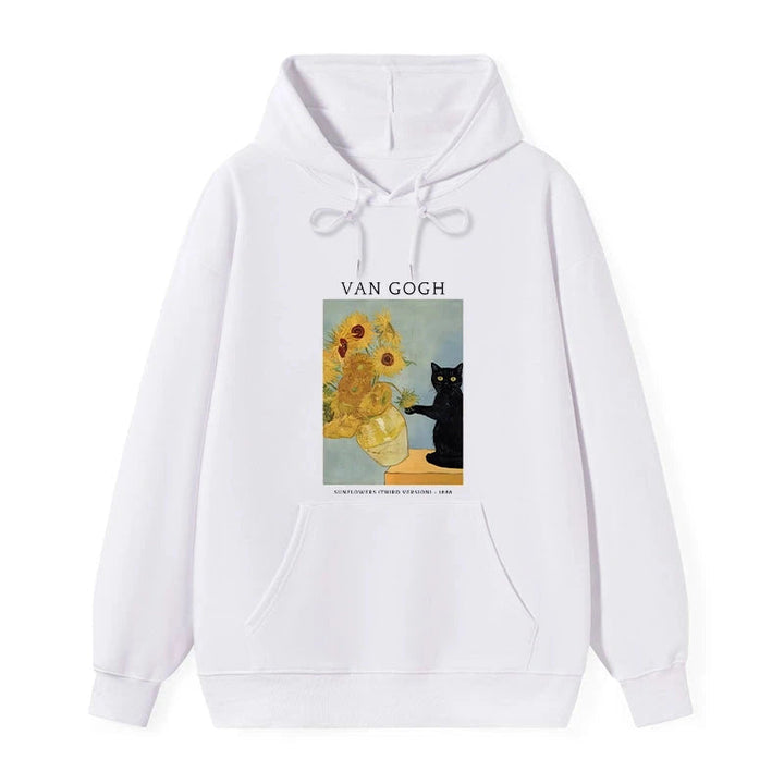 Black Cat With Sunflowers Classic Hoodie