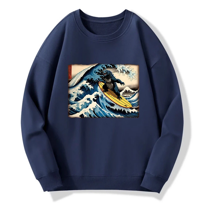 Dinosaur Surfing Japanese Sweatshirt