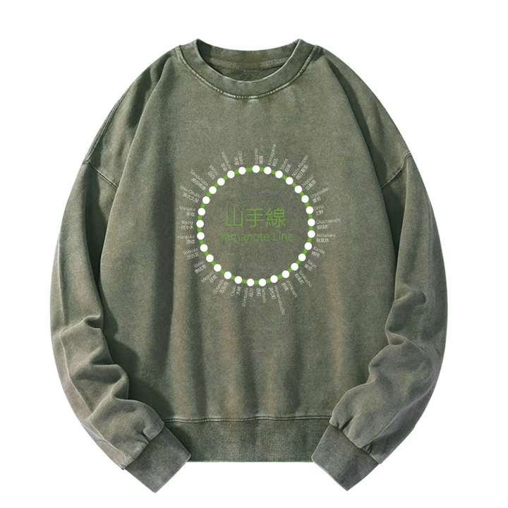 Yamanote Line Stations Circle Washed Sweatshirt