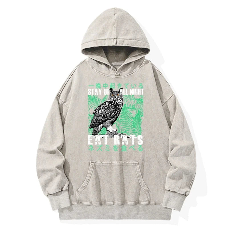 Owls Prey On Rats At Night Washed Hoodie