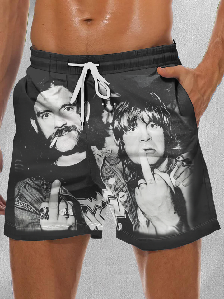Lemmy and Ozzy Middle Finger Heavy Metal Fan Men's Pocket Shorts