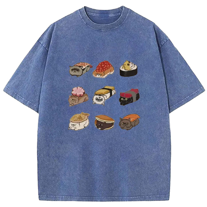 Sushi Walking Sushi Washed Crew Neck T-Shirt