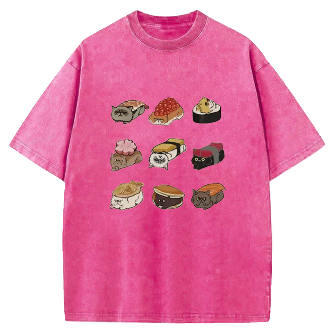 Sushi Walking Sushi Washed Crew Neck T-Shirt