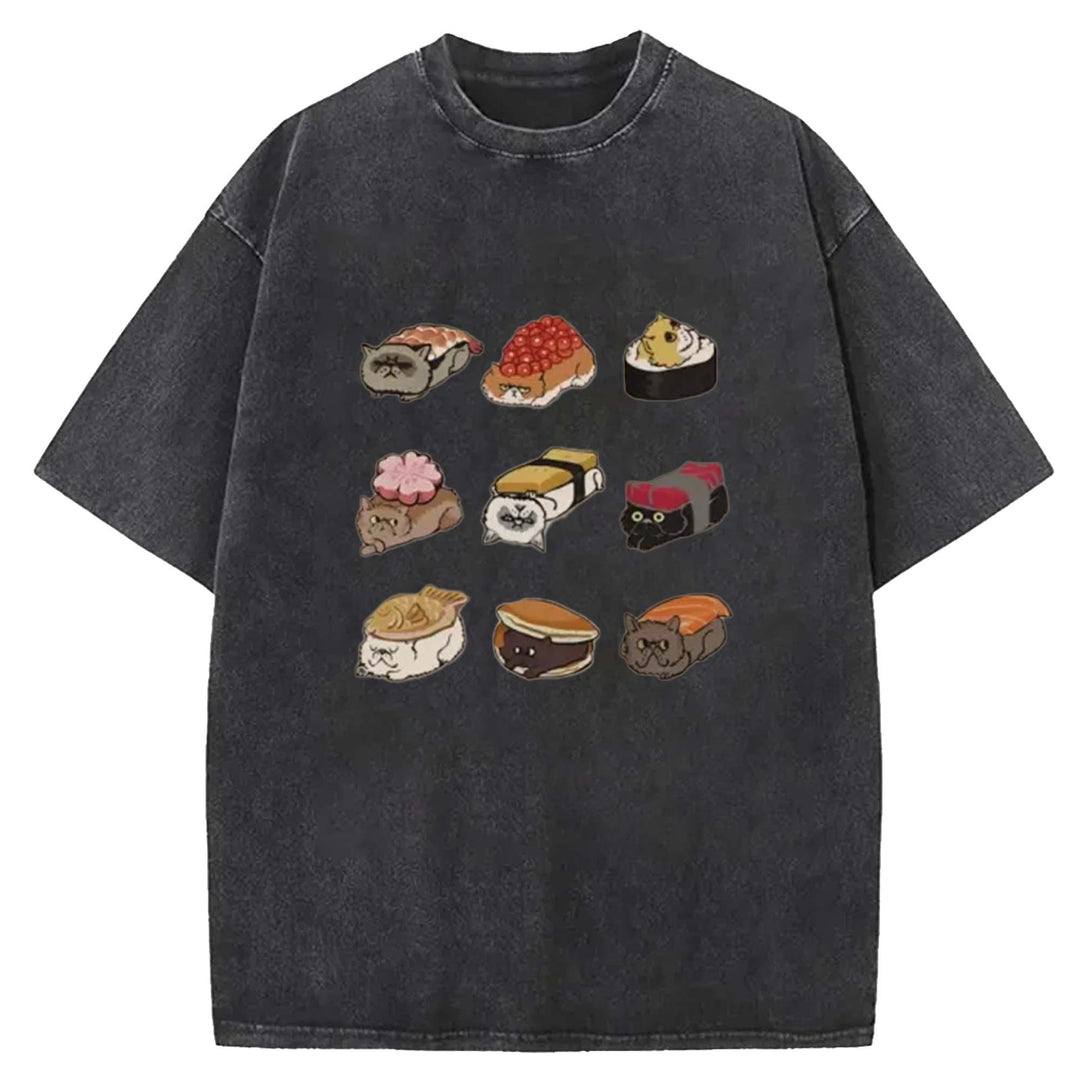 Sushi Walking Sushi Washed Crew Neck T-Shirt