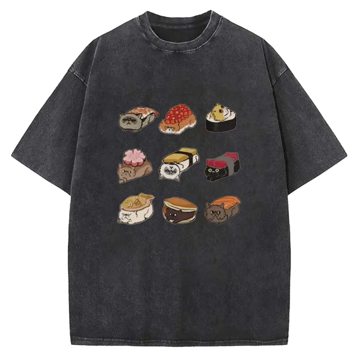 Sushi Walking Sushi Washed Crew Neck T-Shirt