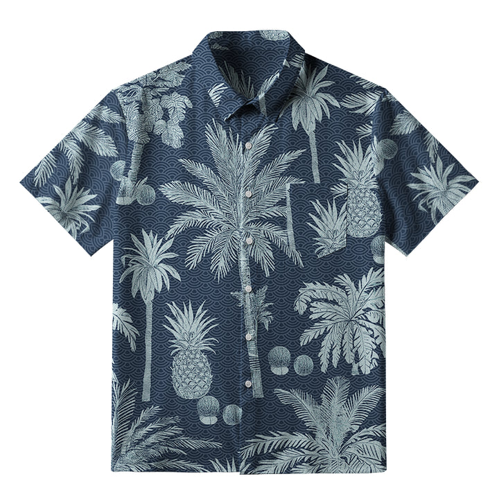 Tropical Pineapple And Palm Button-up Shirt