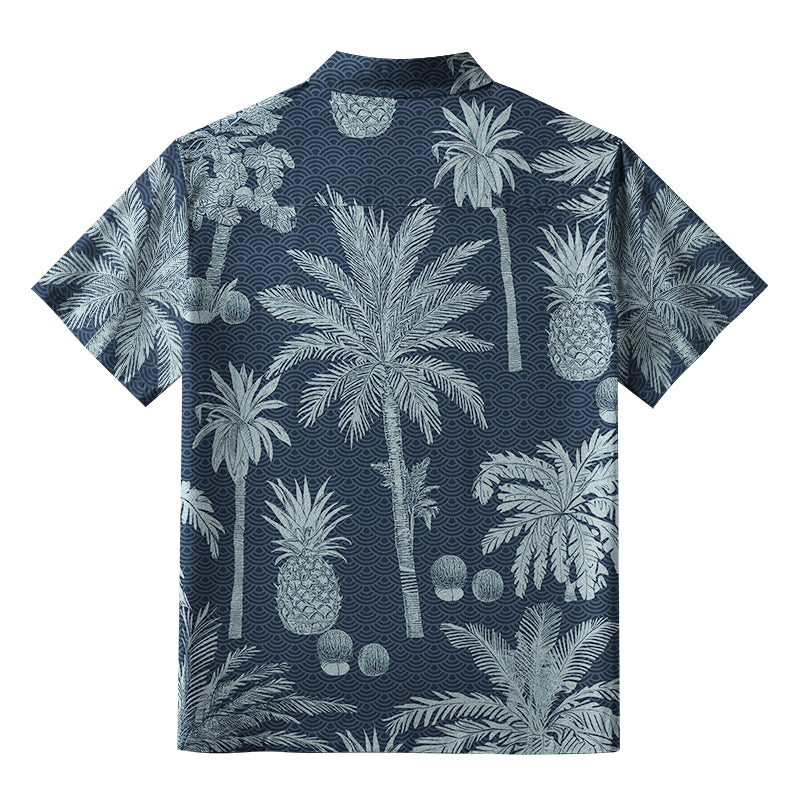 Tropical Pineapple And Palm Button-up Shirt