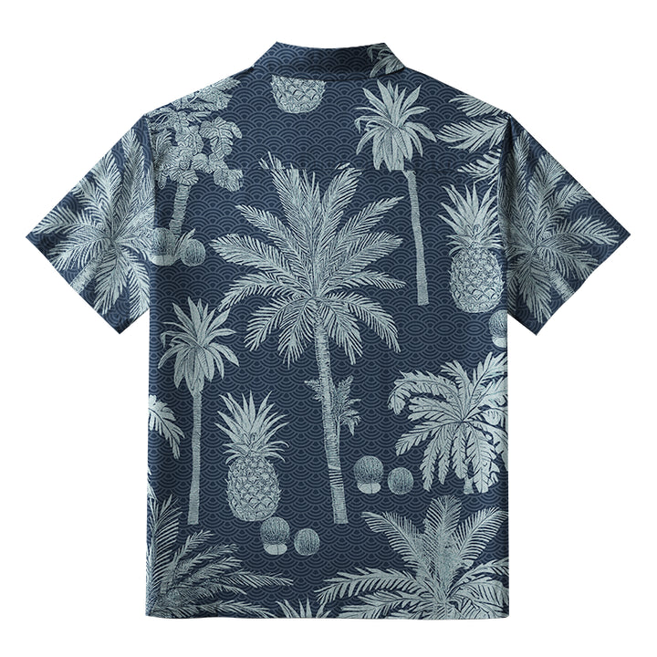 Tropical Pineapple And Palm Button-up Shirt