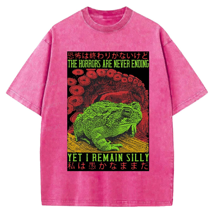 THE HORRORS ARE NEYER ENDING Washed Crew Neck T-shirt