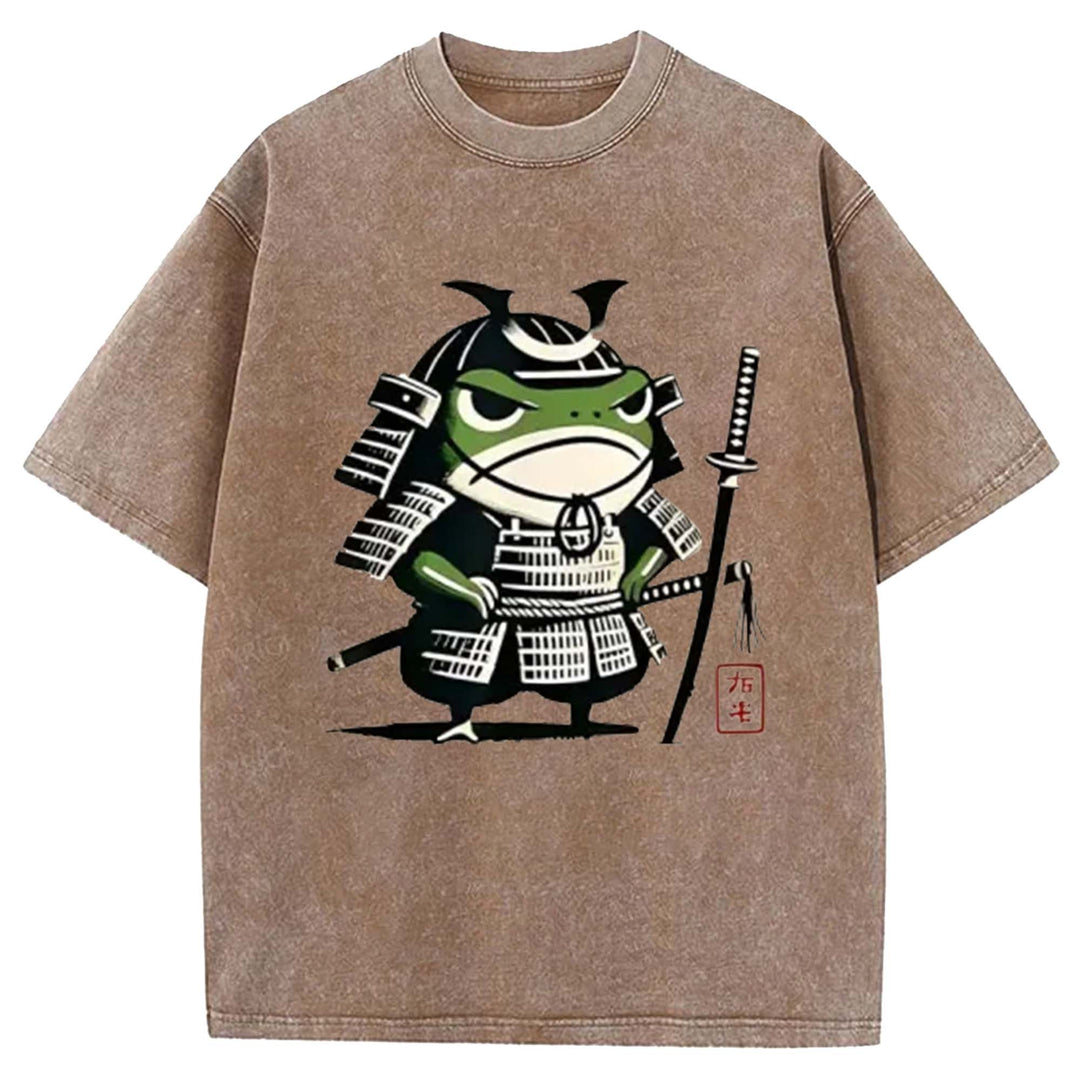 Frog Samurai Washed Crew Neck T-Shirt