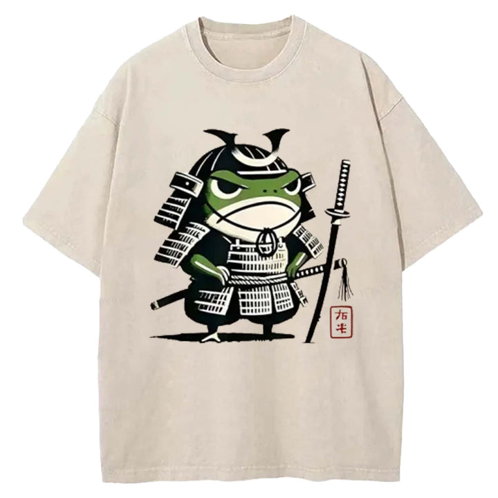 Frog Samurai Washed Crew Neck T-Shirt
