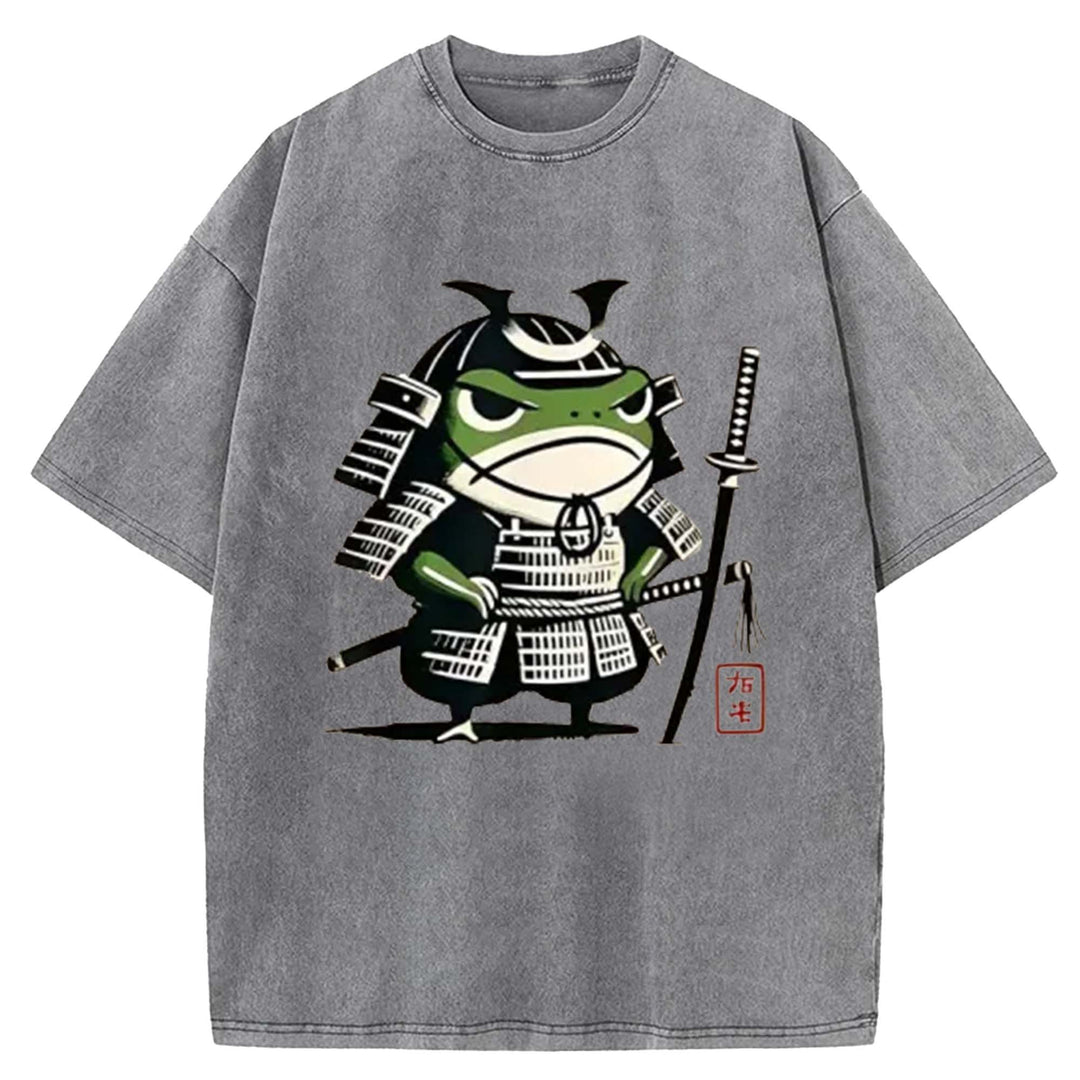 Frog Samurai Washed Crew Neck T-Shirt