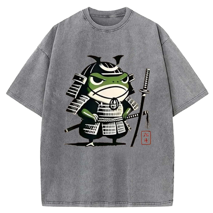 Frog Samurai Washed Crew Neck T-Shirt