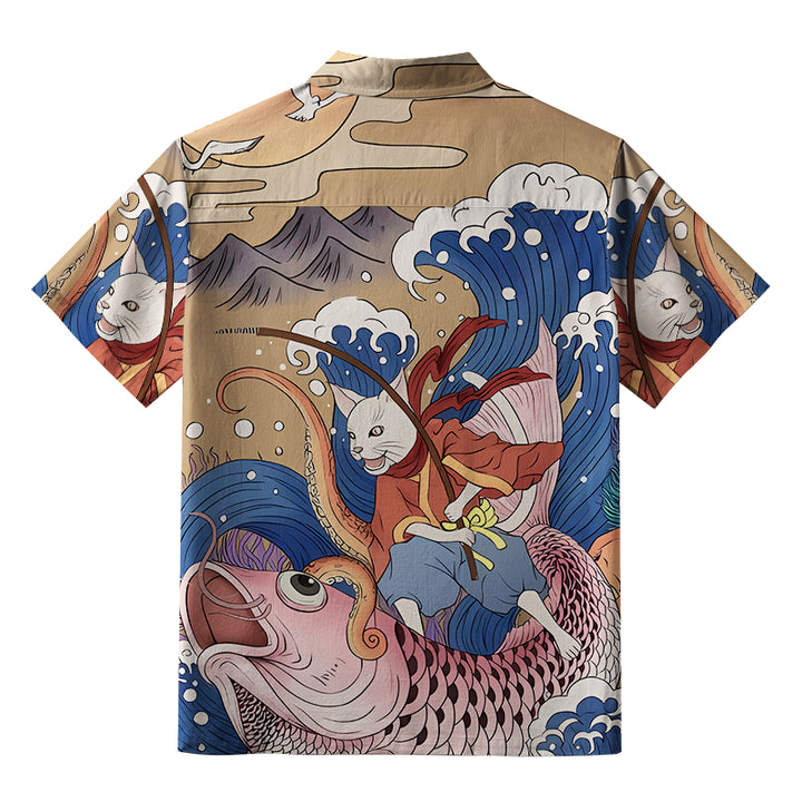 Japanese Cat Fishing Aloha Hawaiian Shirt