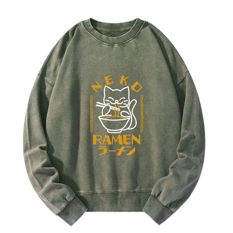 Cat Obsessed With RamenWashed Sweatshirt