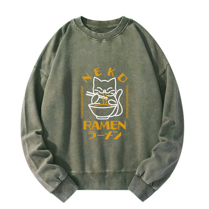 Cat Obsessed With RamenWashed Sweatshirt