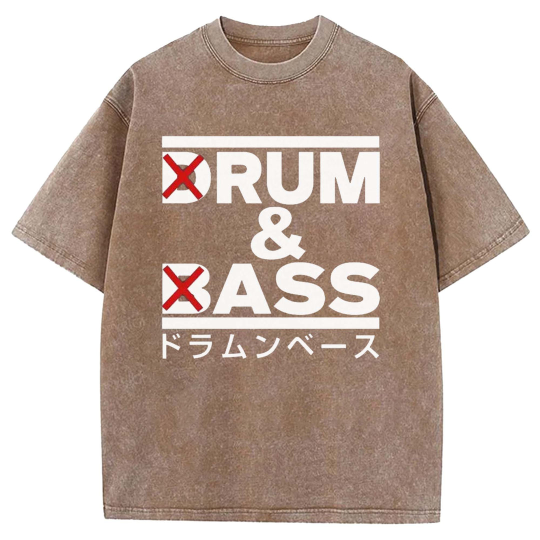 DRUM & BASS Washed Crew Neck T-shirt