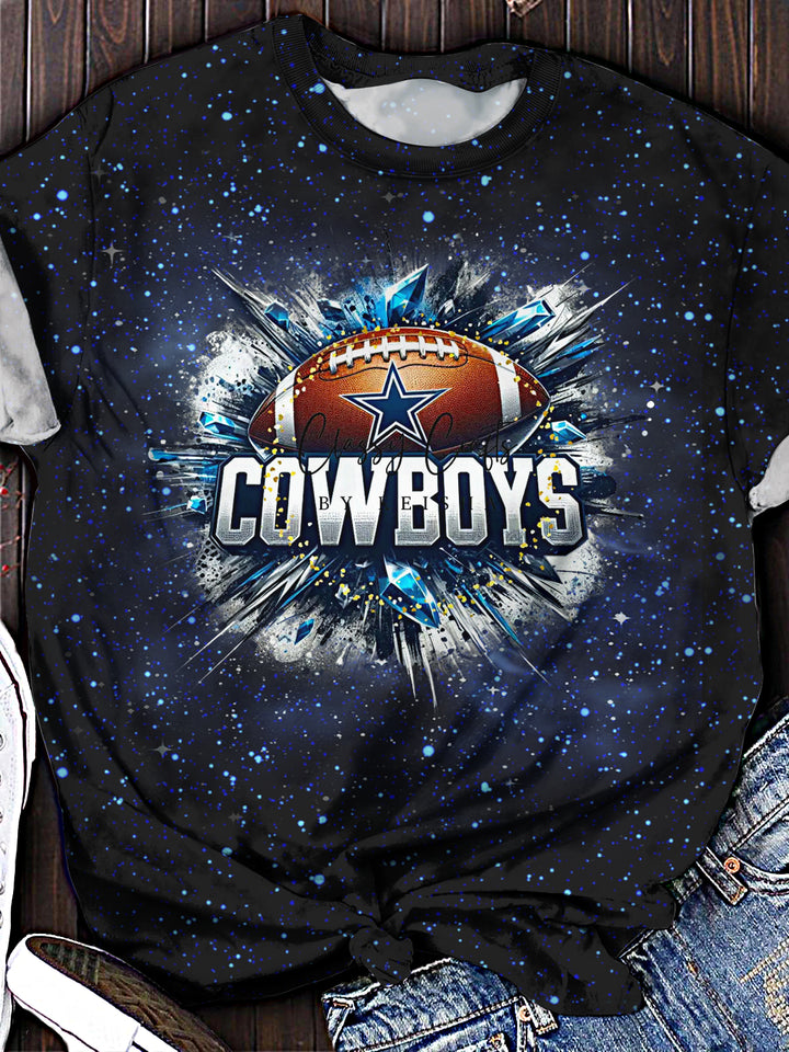 Women's Dallas Cowboys Football Print Crew Neck T-shirt