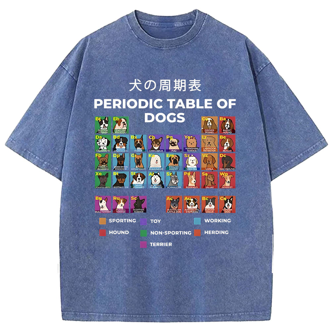 PERIODIC TABLE OF DOGS Washed Crew Neck T-shirt