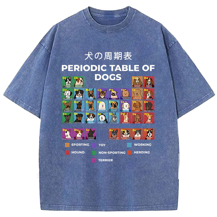 PERIODIC TABLE OF DOGS Washed Crew Neck T-shirt