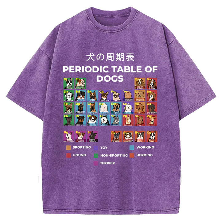 PERIODIC TABLE OF DOGS Washed Crew Neck T-shirt