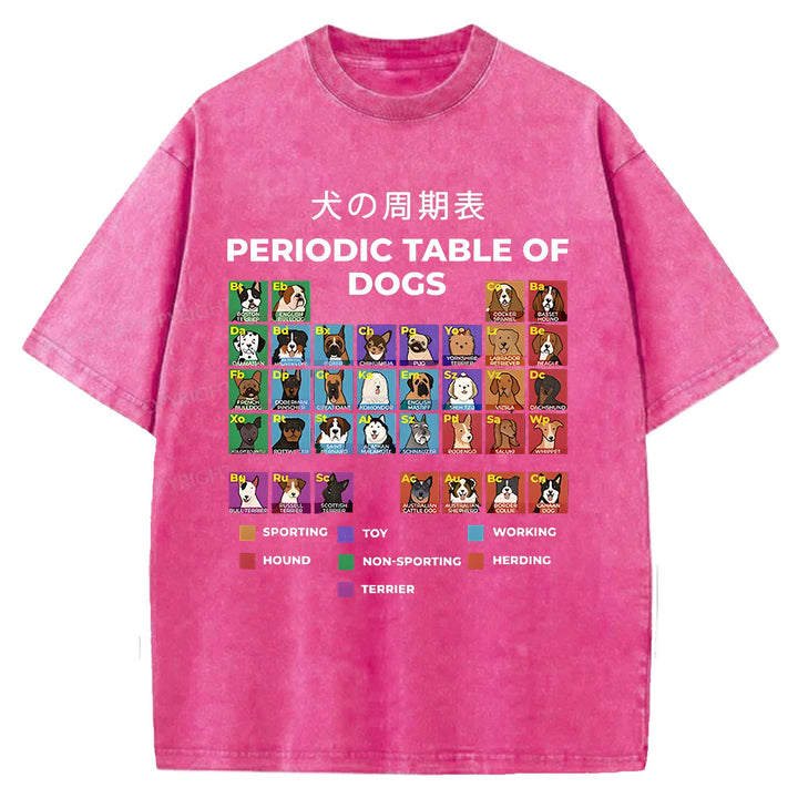 PERIODIC TABLE OF DOGS Washed Crew Neck T-shirt