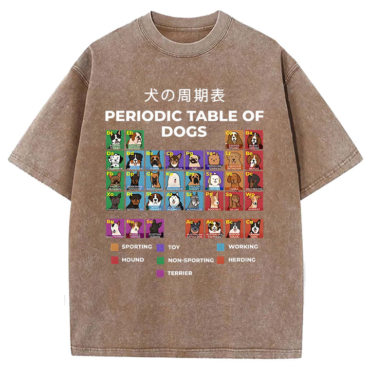 PERIODIC TABLE OF DOGS Washed Crew Neck T-shirt