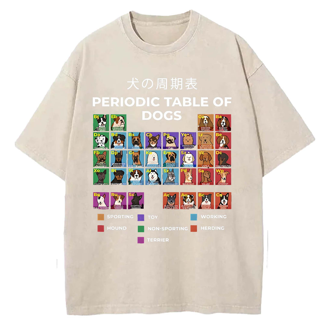 PERIODIC TABLE OF DOGS Washed Crew Neck T-shirt