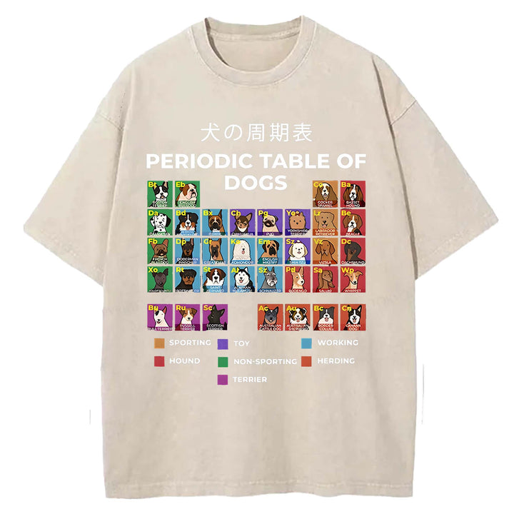 PERIODIC TABLE OF DOGS Washed Crew Neck T-shirt
