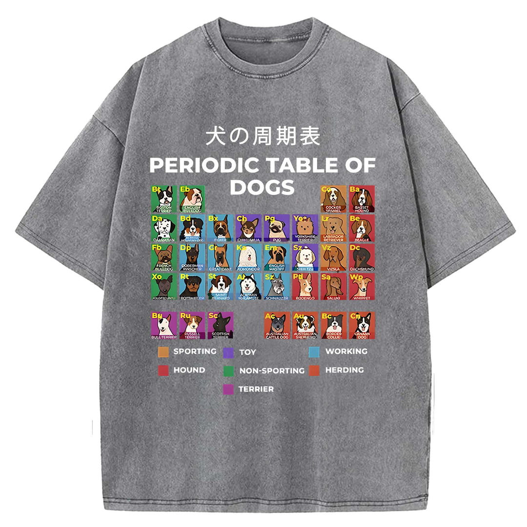 PERIODIC TABLE OF DOGS Washed Crew Neck T-shirt