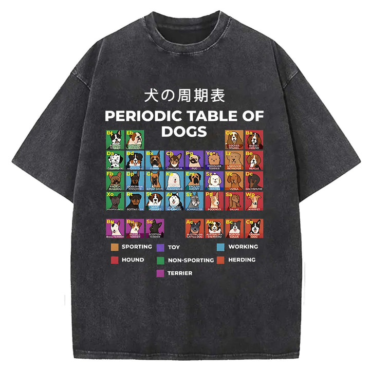 PERIODIC TABLE OF DOGS Washed Crew Neck T-shirt