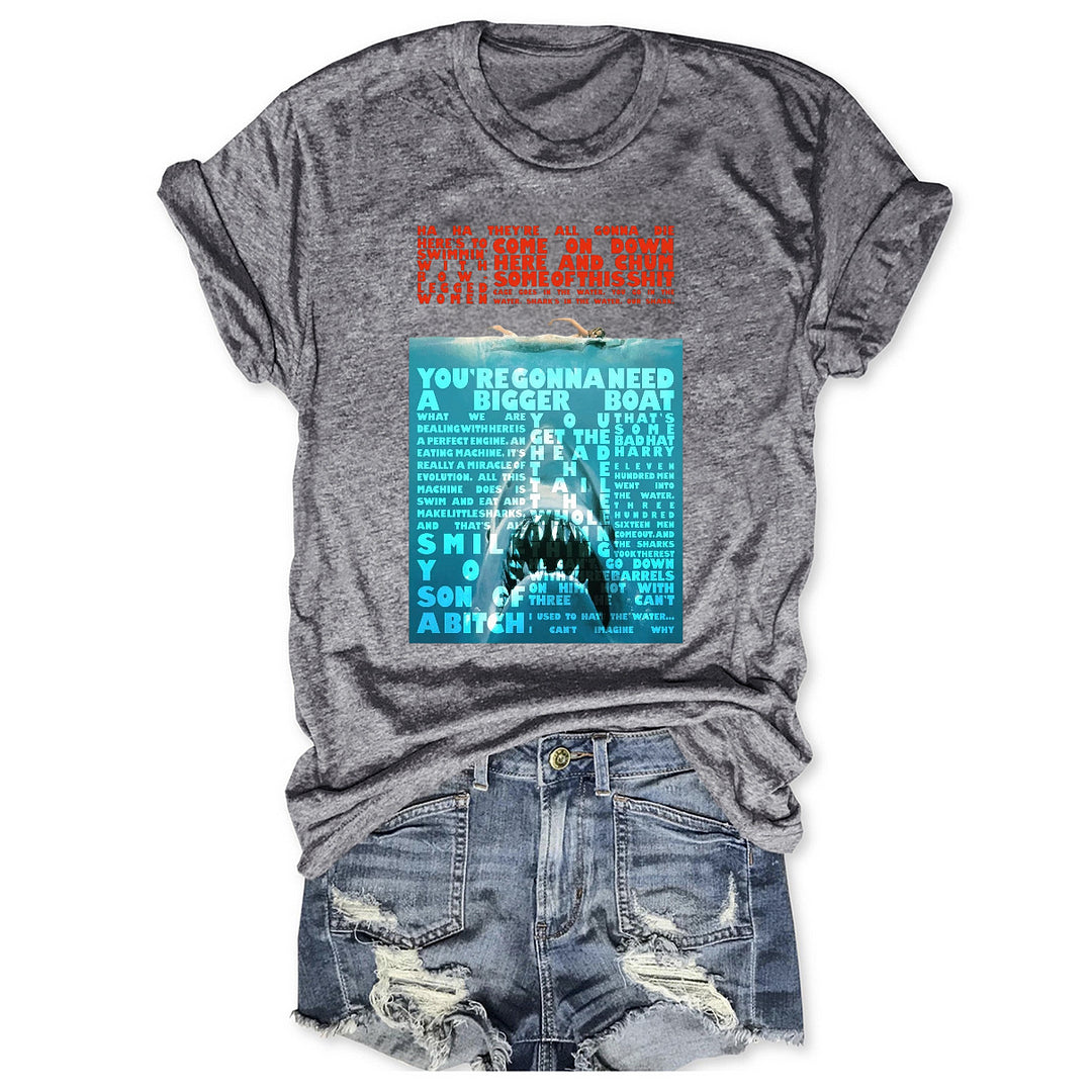 Jaws Quotes Crew Neck T-shirt