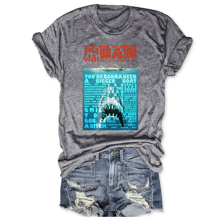 Jaws Quotes Crew Neck T-shirt