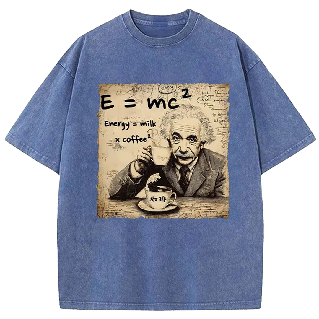 Funny Energy=Milk x Coffee^2  Washed Crew Neck T-Shirt