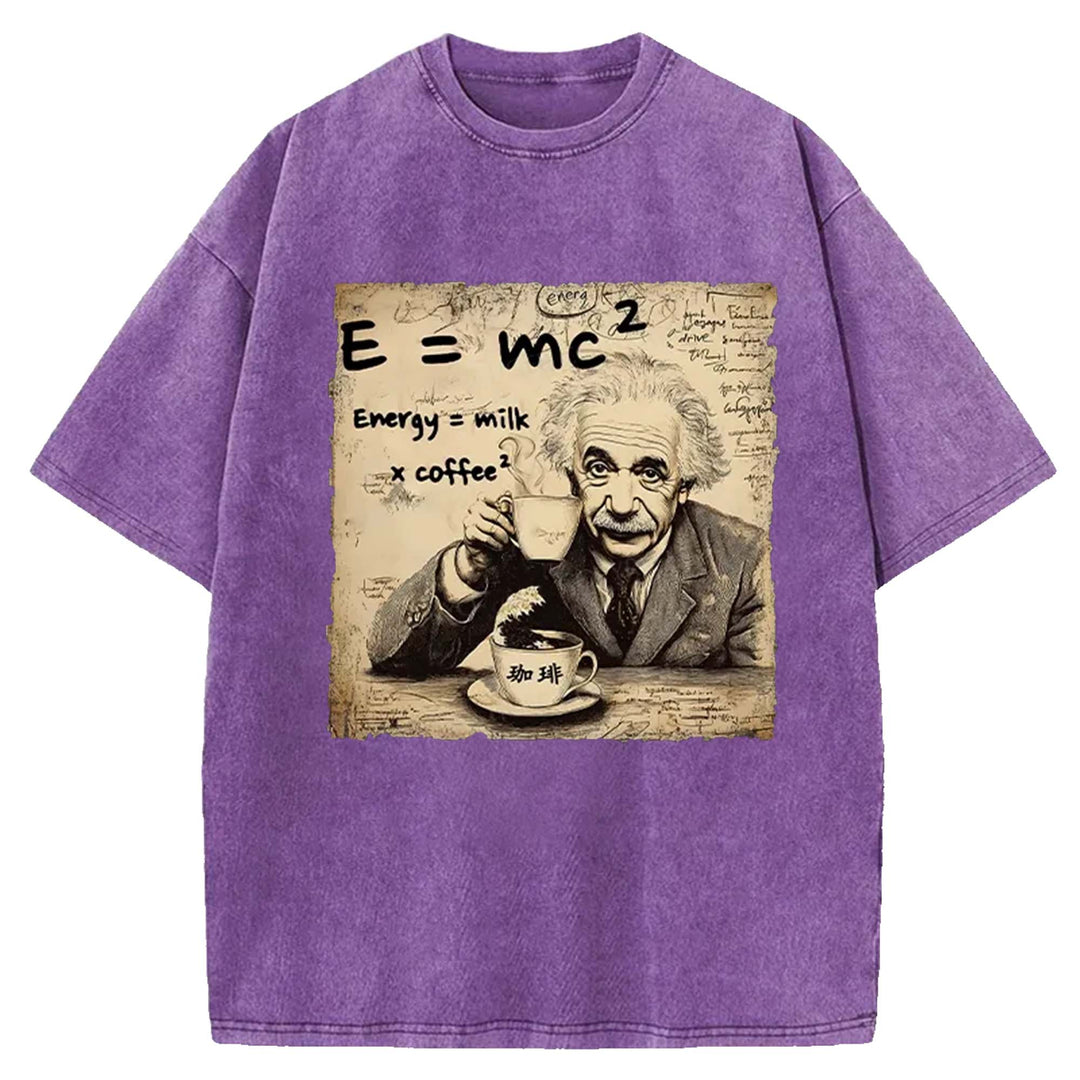 Funny Energy=Milk x Coffee^2  Washed Crew Neck T-Shirt