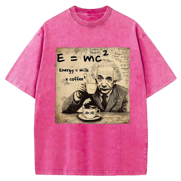 Funny Energy=Milk x Coffee^2  Washed Crew Neck T-Shirt
