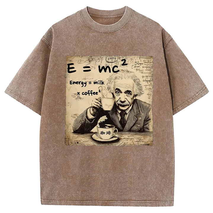 Funny Energy=Milk x Coffee^2  Washed Crew Neck T-Shirt